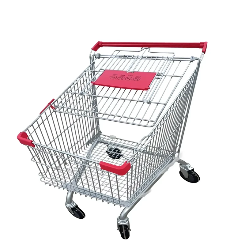 Hot Stylish Grocery Shopping Cart Trolley 4 Wheels Supermarket Shopping Trolley Factory Whole Price Shopping Trolleys