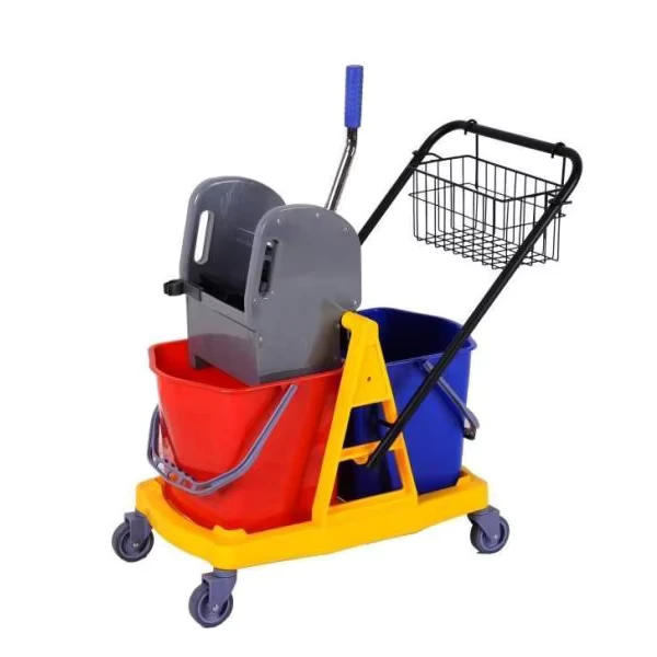 Hotel Cleaning Cart Trolley Plastic Industrial Mop Wringer Bucket With Squeezer