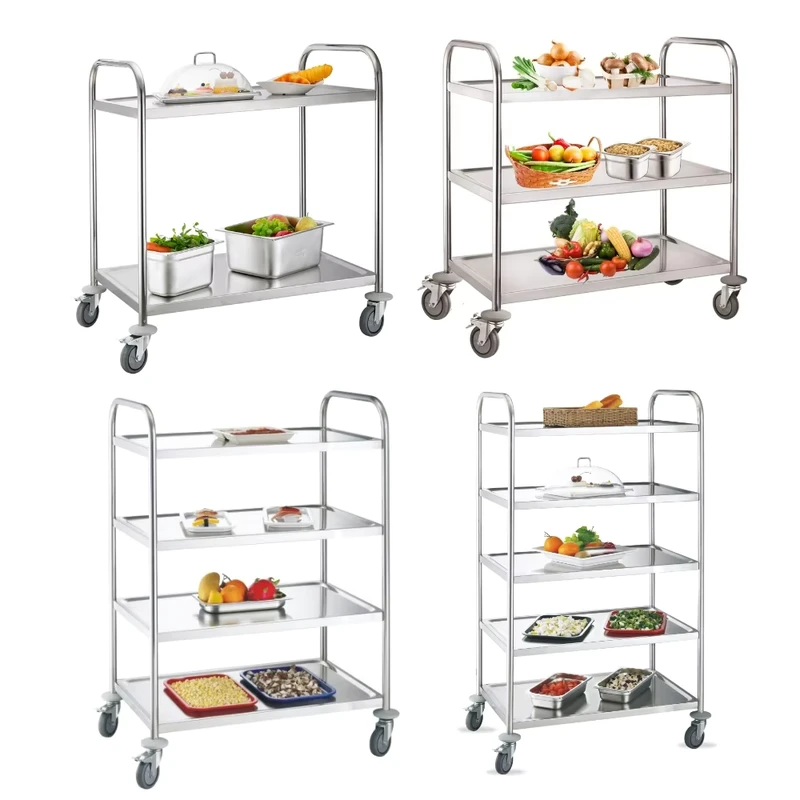 Hotel Commercial 2/3/4/5 Tiers Round Tube Room Service Food Transport Cart Trolley Catering Equipment