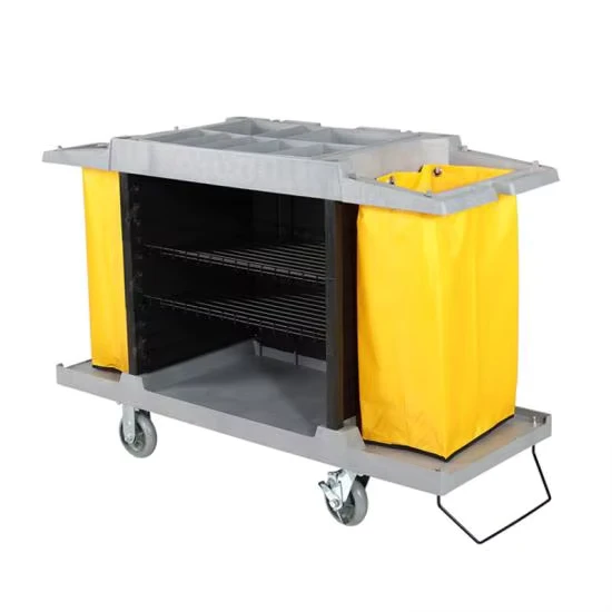 Hotel Commercial Cleaning Cart Assembled Plastic Housekeeping Trolley for Laundry