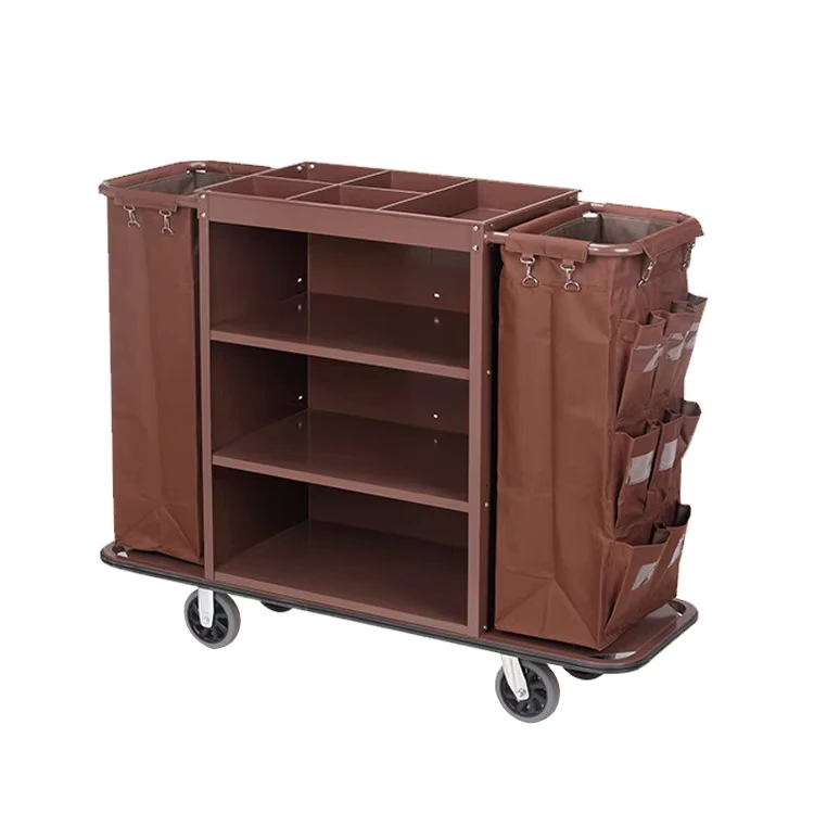 Hotel Guest Room Service Cart for Hotel Resort Use Multi Purpose Cleaning Storage Garbage Cart