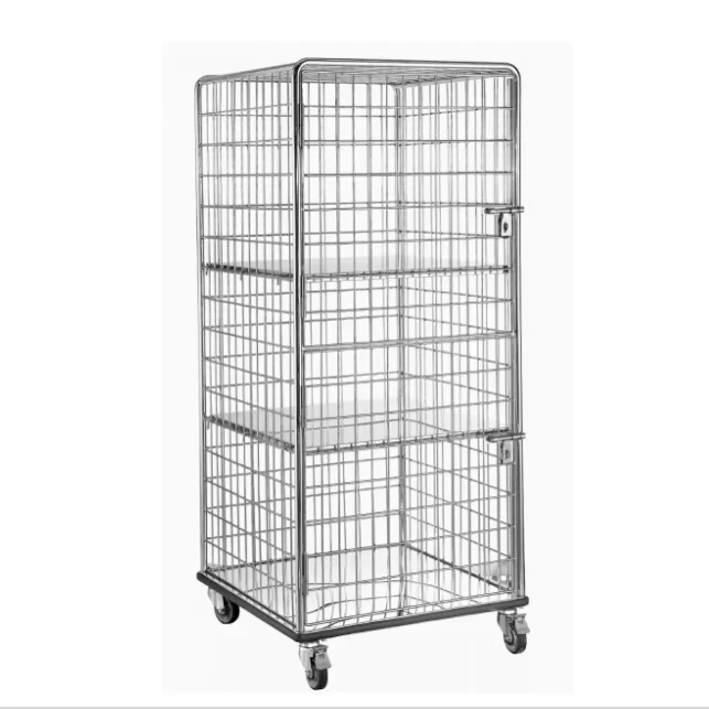 Hotel Housekeeping Laundry Linen Storage Cart Linen Cage Trolley Stainless Steel
