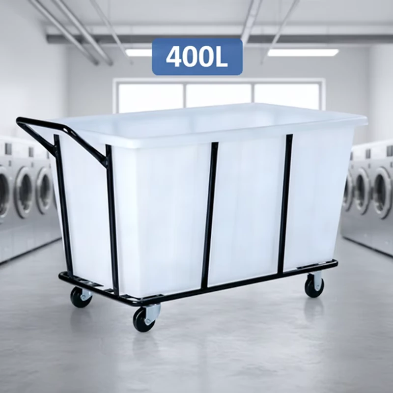 Hotel Laundry Linen Trolley Cage with Silent Wheels 240KG 400L Capacity White Blue Colors for Hotel & Restaurant Service