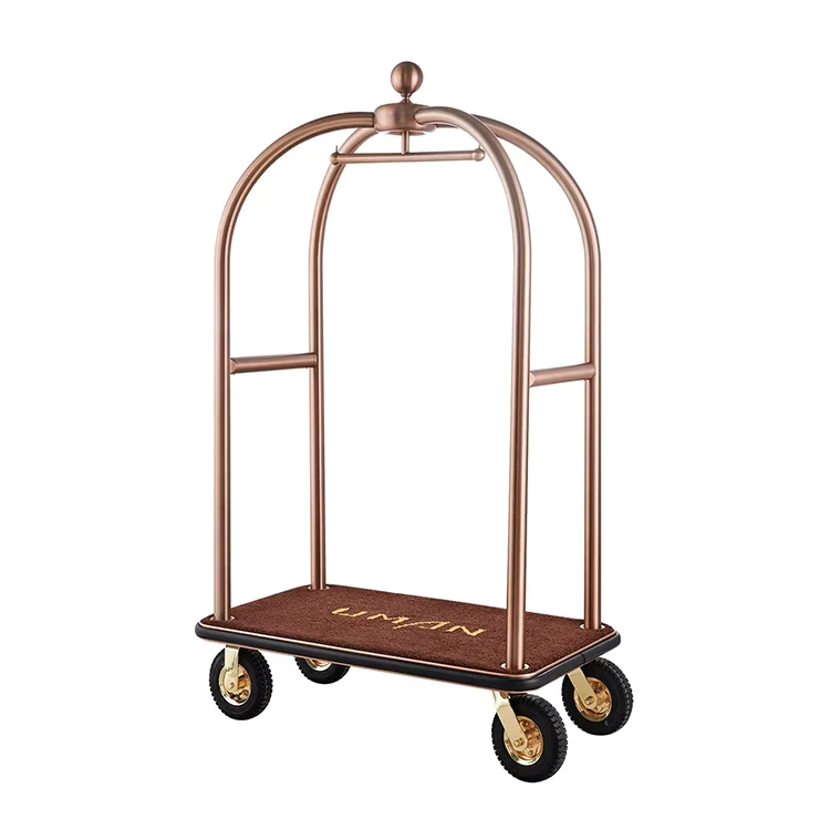 Hotel Luggage Cart 4 Wheel Luggage Trolley with Customizable Options for Bell Service
