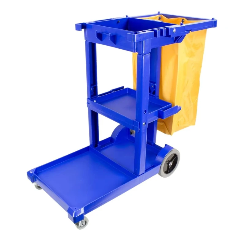 Hotel Multi purpose Housekeeping Trolley Clean Cart Plastic Janitor Cleaning Cart With 4 Wheels for Hotel Hospital Market