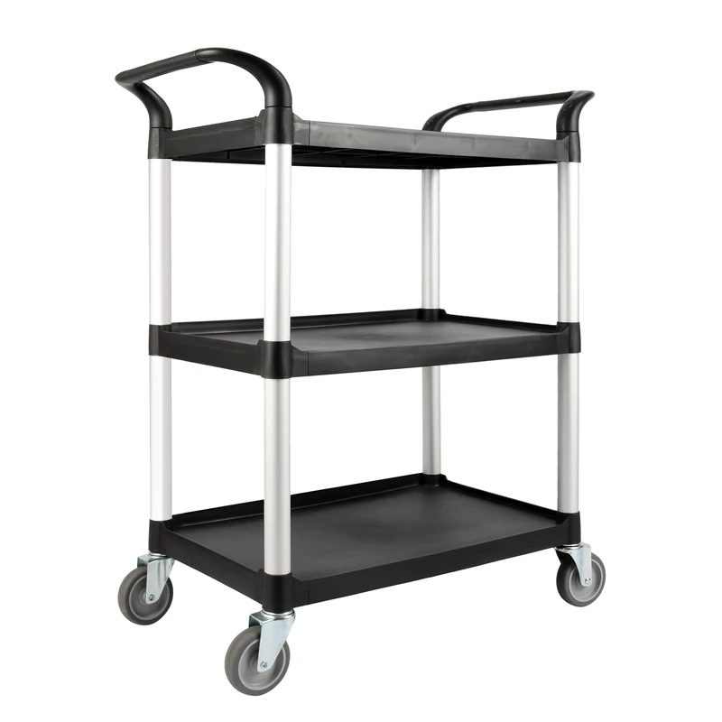 Hotel Plastic Food Delivery Service Hand Carts Trolleys Moving Serving Rolling Cart Natural With Casters Wheels
