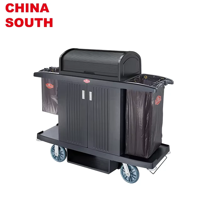 Hotel Plastic Housekeeping Maid Cleaning Service Trolley Cart