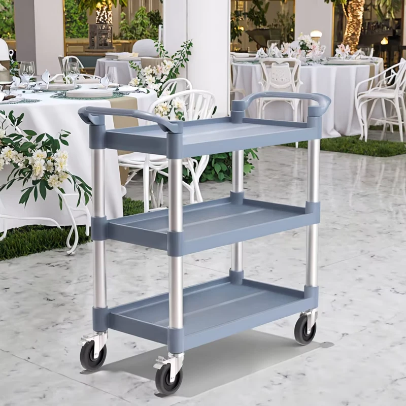 Hotel & Restaurant Supplies Hand Cart Service Trolley Stainless Steel and PP Plastic for Serving Food