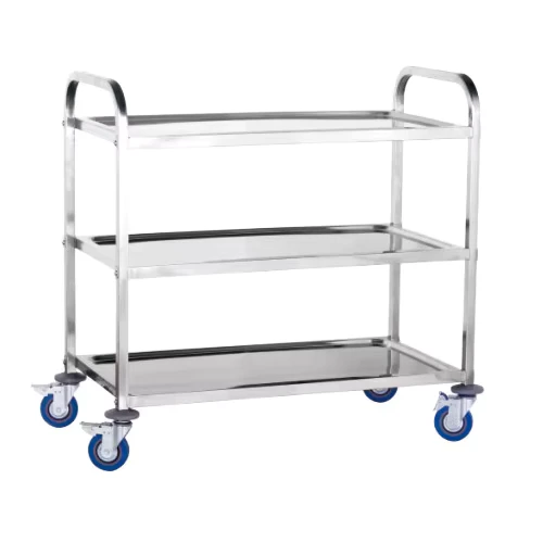 Hotel Restaurant Supplies Stainless Steel Service Trolley Cart with Three Shelf