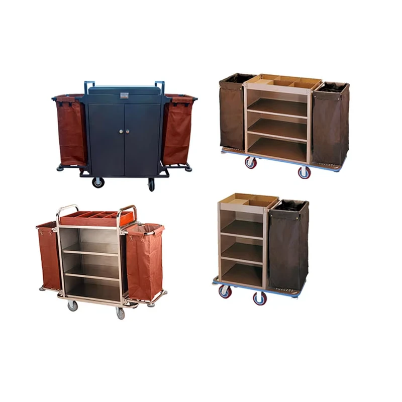 Hotel Room Push Type Linen Cart with Stainless Steel Frame and Fabric Bag Model C136 for Hygiene Service