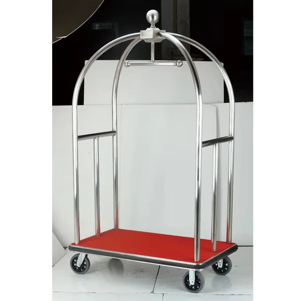 Hotel Stainless Steel Baggage Luggage Trolley Aluminium Mobile Cart with Wheels