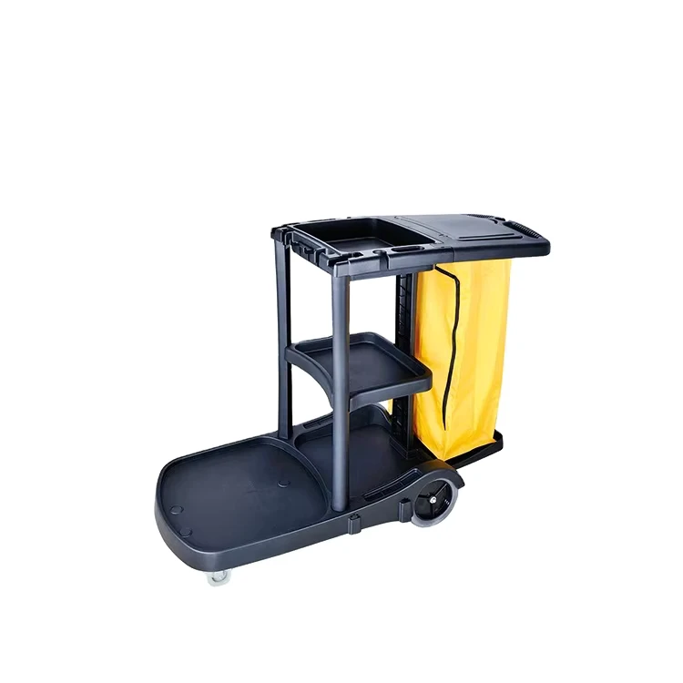 Hotel Supplies Durable Plastic Service Cleaning Trolley Janitor Cart