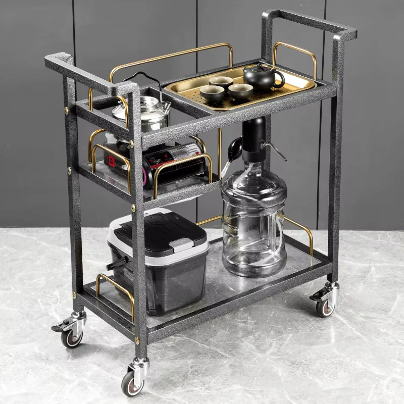 Hotel Three-layer Stainless Steel Mobile (With Casters) Western Food European Wine Cake Dessert Tea Service Cart