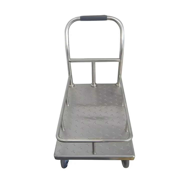 Hotels Restaurants Commercial Kitchen Flat Stainless Steel 0.8mm Thick Foldable Trolley with 1 Year Warranty
