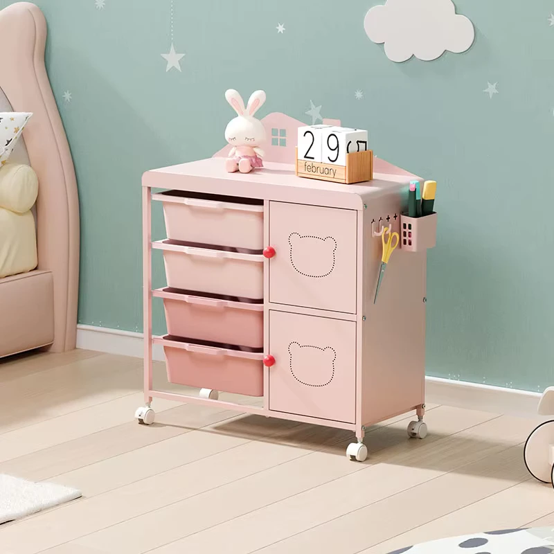 House Shaped Kids Bookshelf Kids Toy Storage Bins Metal Children Toy Storage Rack Cabinet Nursery