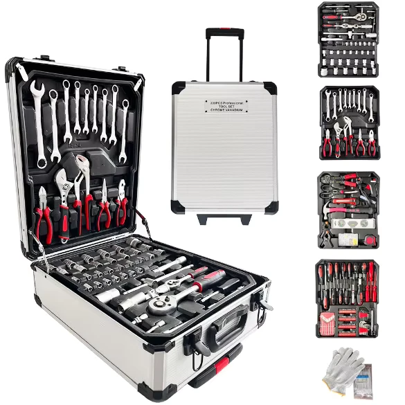 Household 187PCS 9 Set Hand Carbon Steel Trolley Case Combination Wrench Hardware Tools Mechanical Assembly Auto Sliding Rod