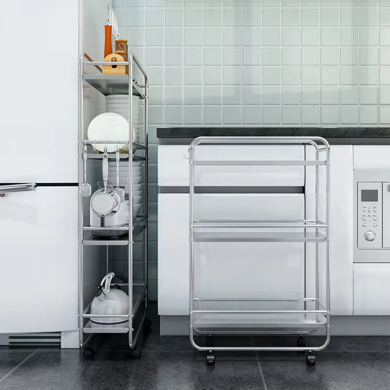 Household 3 Tier Rolling Rack Utility Organizer Storage Trolley Rolling Cart Rack