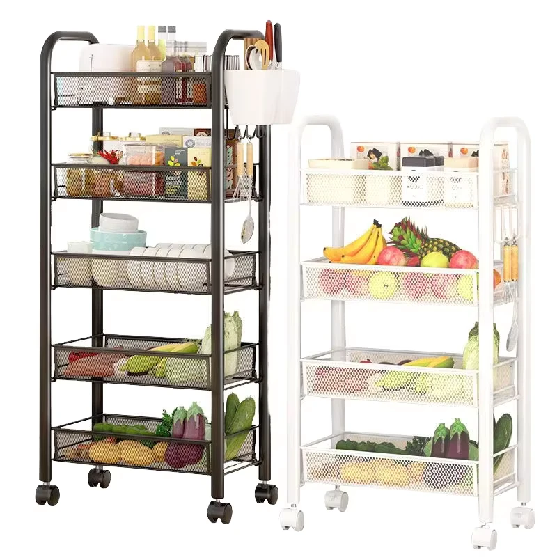 Household 3 Tier Rolling Rack Utility Organizer Storage Trolley Rolling Cart Rack