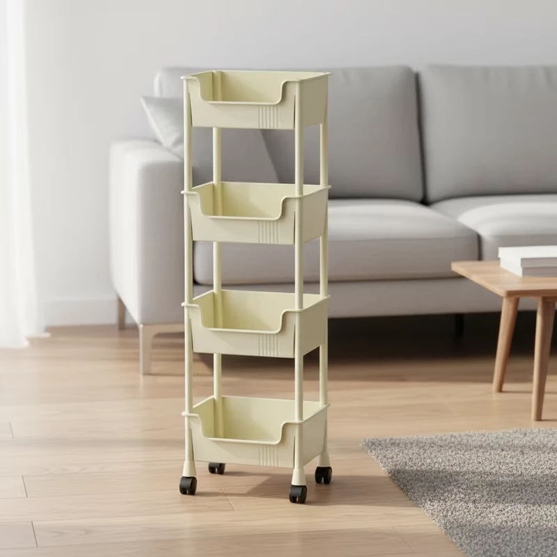 Household 5 Layer Plastic Storage Trolley Eco friendly Modern Floor standing Organizer for Living Room Storage