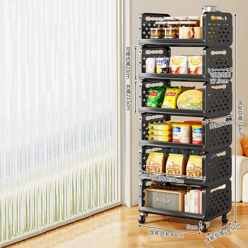 Household Eco Friendly Trolley Rack Kitchen Rolling Storage Cart Storage Trolley Plastic Storage Rack Cart Wheels Detachable