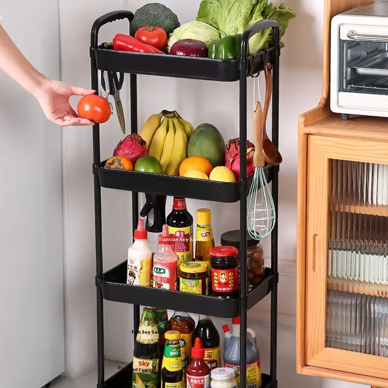 Household Floor Gap Storage Rack PP Plastic Trolley Sustainable Five Layer Multifunction Modern Simplicity Storage Cart Living