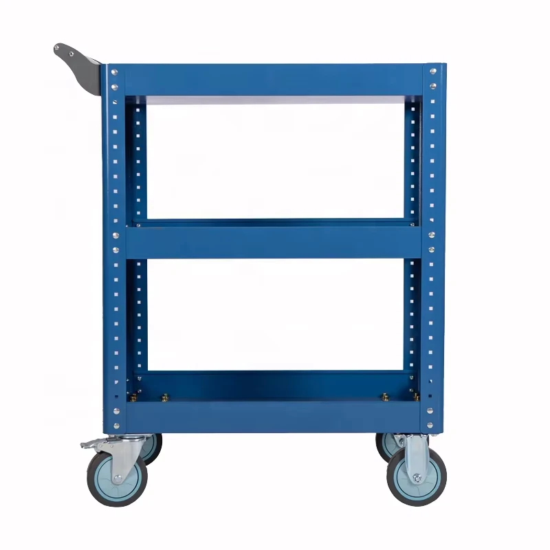 Household Folding Metal Hand Trolley Four Wheels Platform Hand Truck 3 Drawer Light Tool Trolley for Home Garage Repair Shop