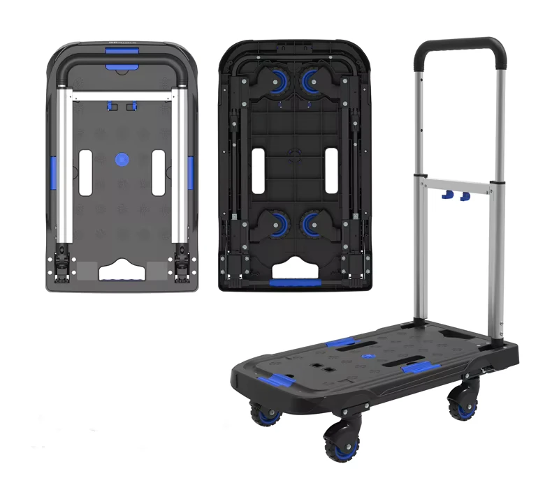 Household Industrial Foldable Aluminium Platform Hand Truck Four Wheel Lightweight Durable Transport Cart OEM Shopping Tools