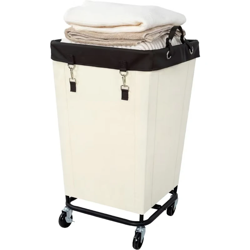 Household Rolling Metal Storage Cart Movable Laundry Basket Rack with Smooth Wheels Practical Multi Purpose Organizer Trolley