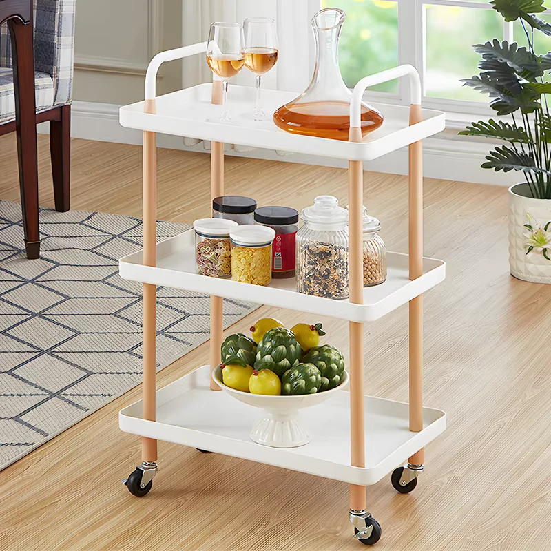 Household Rolling Trolley Organizer Rack 3 Tiers Storage Holder Kitchen Utility Cart with Wheels