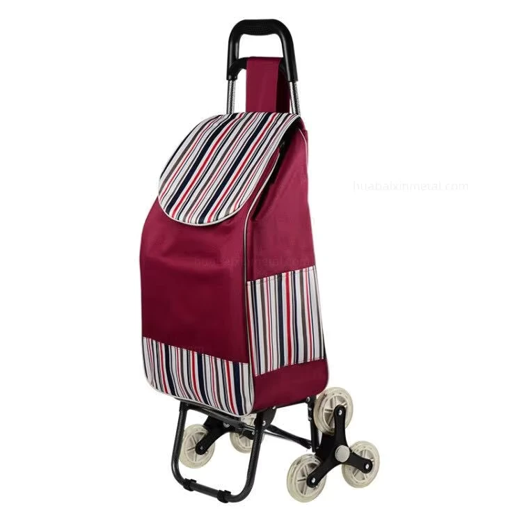 Household Six wheel Shopping Cart Seat Hand pulled Luggage Cart Foldable Supermarket Grocery Cart Stair climbing Trolley