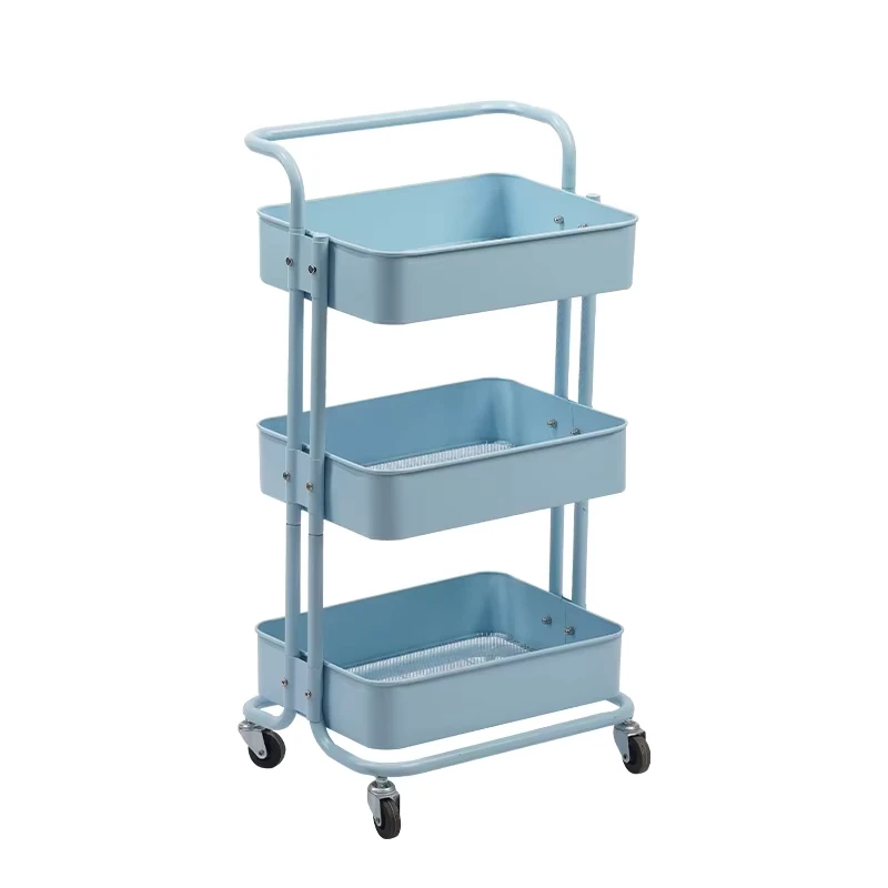 Household Storage Organizer 3 Layer Salon Trolley Utility Rack Trolley Storage Rack Metal Mobile Rolling Trolley