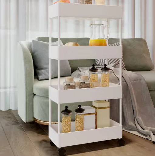 Household Trolley with Wheel Rack Kitchen Shelf Living Room Bathroom Multi functional Storage Cart