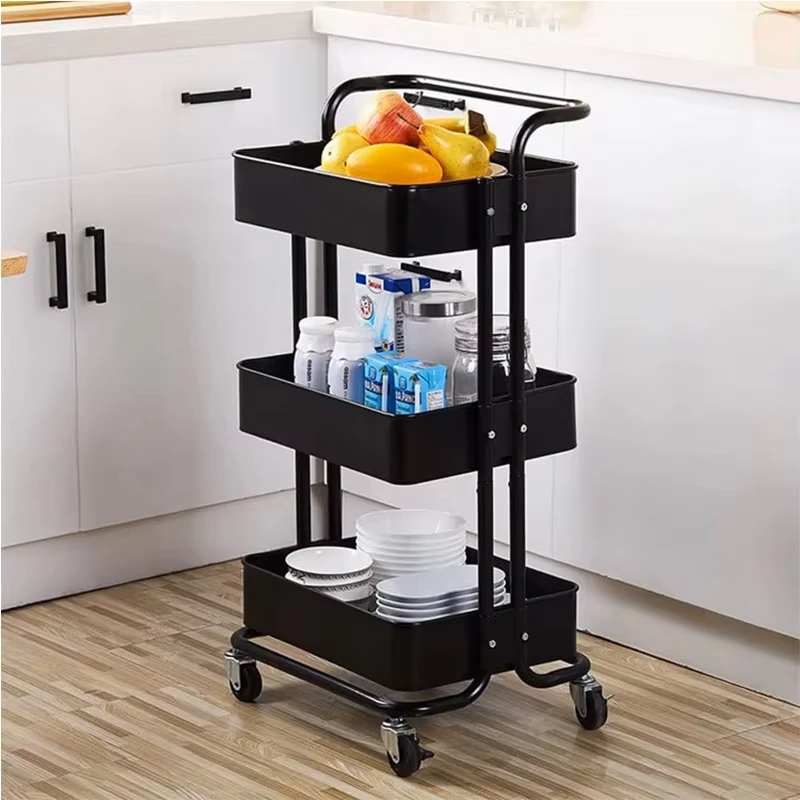 Household with Wheels Kitchen Storage Organizer Utility Storage Cart 3 Tier Storage Trolley Cart