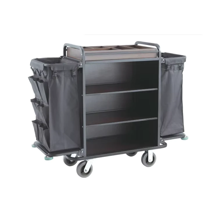 Housekeeping Cart Maid Trolley Hotel Cleaning and Linen Service Vehicle