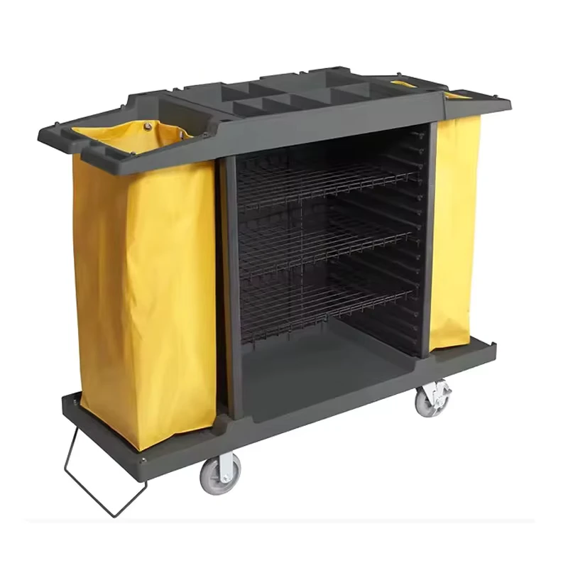 Housekeeping Cart Service Trolley Cart Janitor Cart for Cleaning Equipment