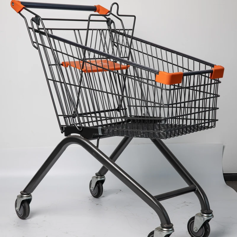 Hybrid Plastic Tube Base Hand Push Shopping Trolley Cart