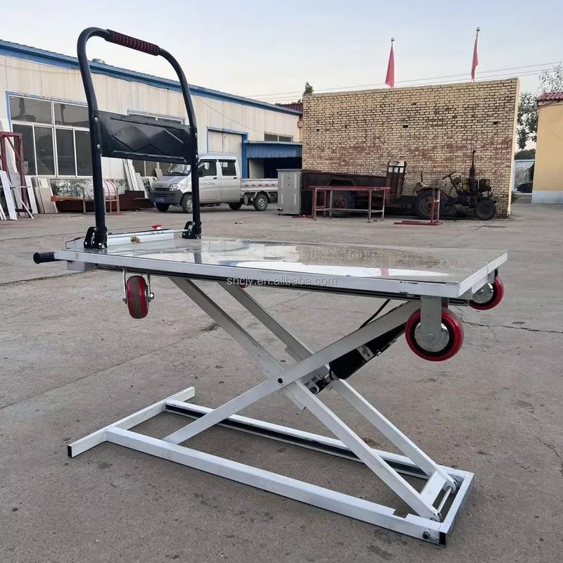 Hydraulic Cargo Folding Lifting Platform Structure Electric Scissor Lift Warehouse Trolley Four Wheel Steel Hand Cart Van