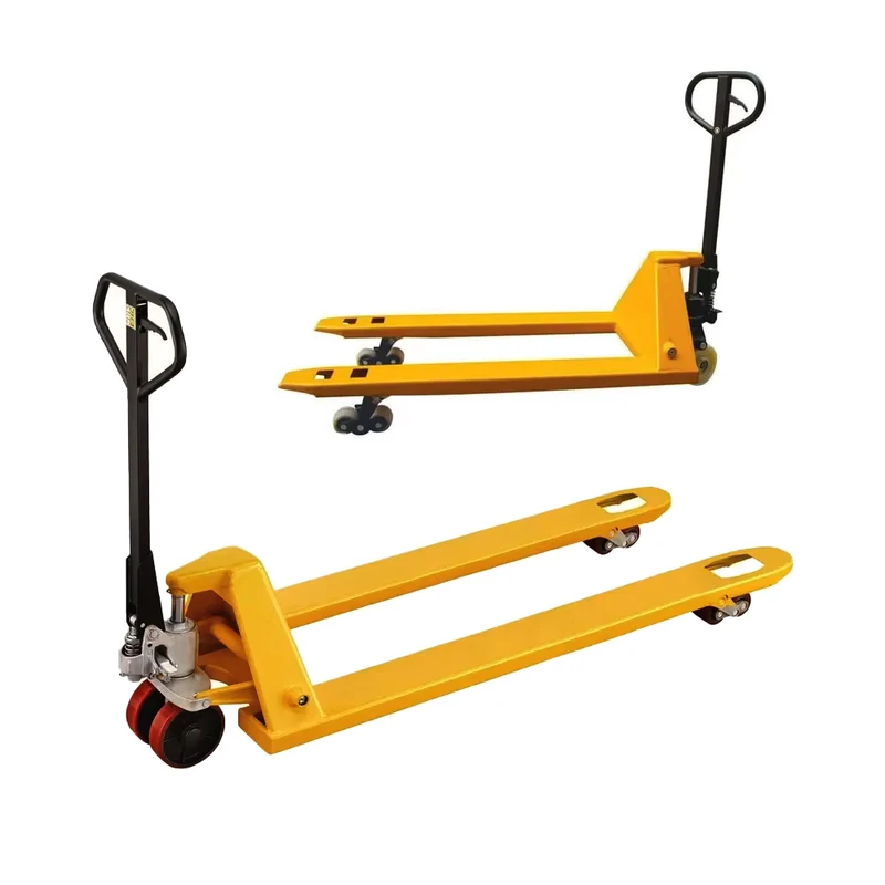 Hydraulic Pallet Truck Manual Hydraulic Lifting with Slow Lowering Control 2t 1.5t PU Wheel Forklift for Offroad Use