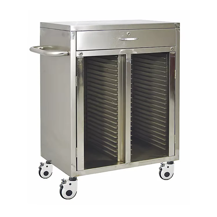 ISO Audit Factory Direct Hospital Stainless Steel Rolling Record Medical Hand Trolley