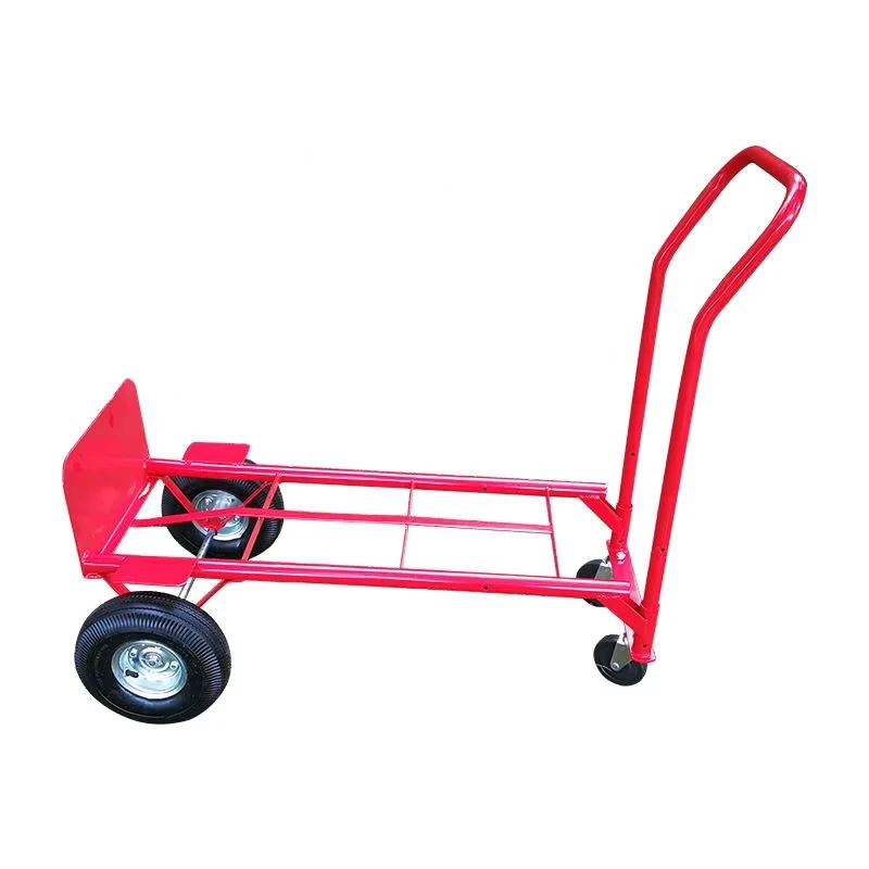Industrial 200kg 2-in-1 Convertible Hand Truck With 10″ Pneumatic Wheels