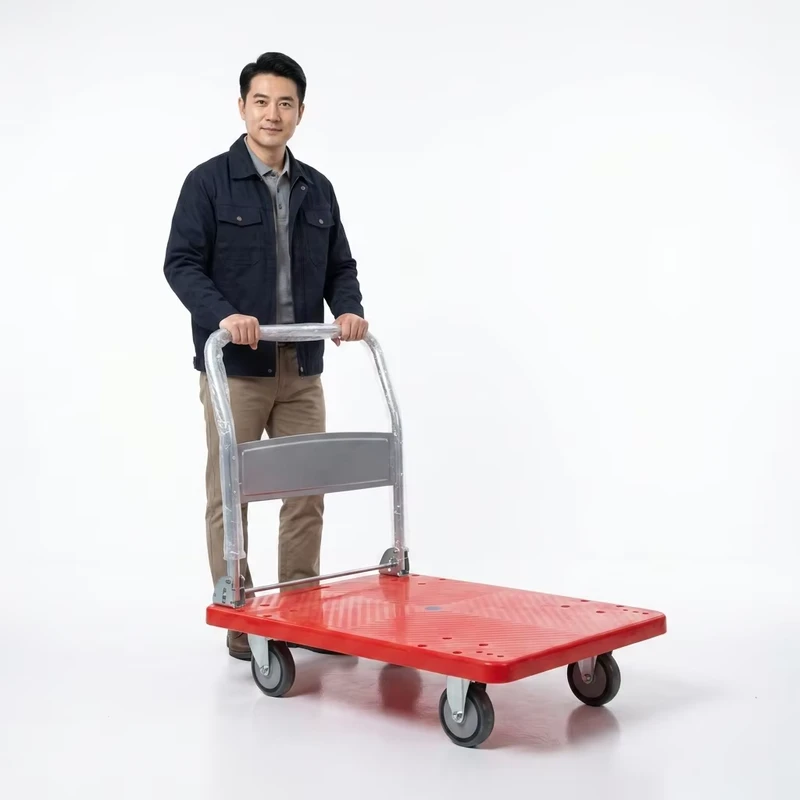 Industrial 4 Wheel Foldable Hand Platform Trolley 200kg Heavy Duty Plastic and Metal Customizable OEM for Warehouses