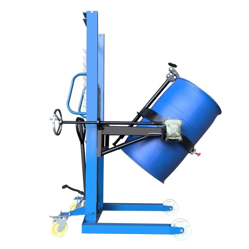 Industrial 400kg Steel Forklift Manual Stacker Truck 1600mm Lifting Height Four Wheel Design Nylon PU Wheels for Oil Drum