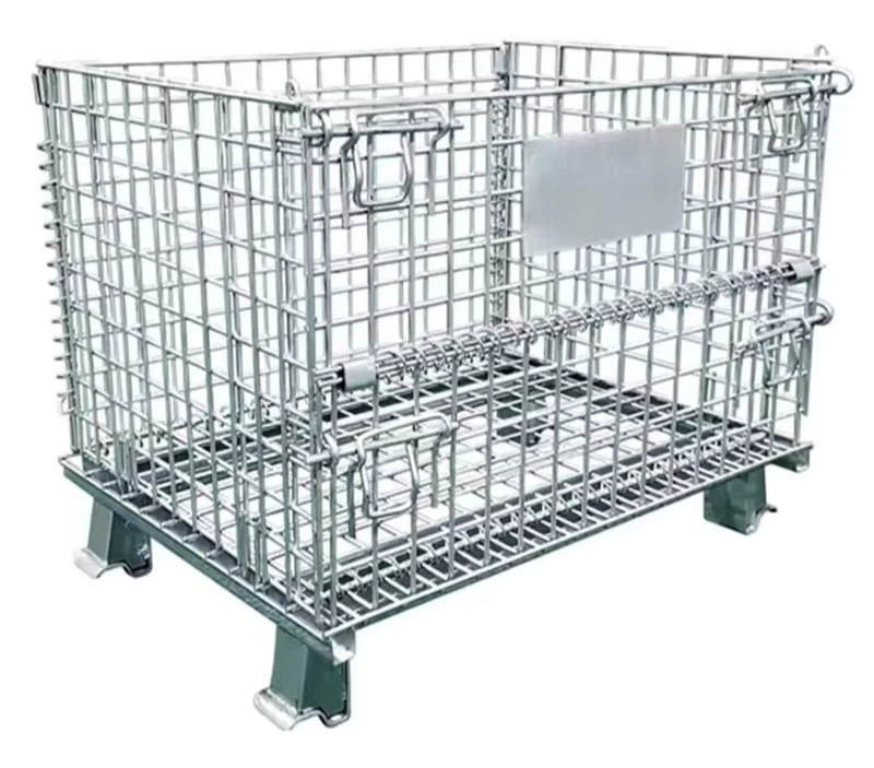 Industrial Carbon Steel Cage Trolley with Wire Mesh Box Cart Stackable Galvanizing