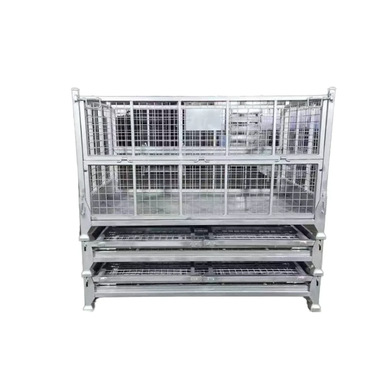 Industrial Carbon Steel Cage Trolley with Wire Mesh Box Cart Stackable Galvanizing