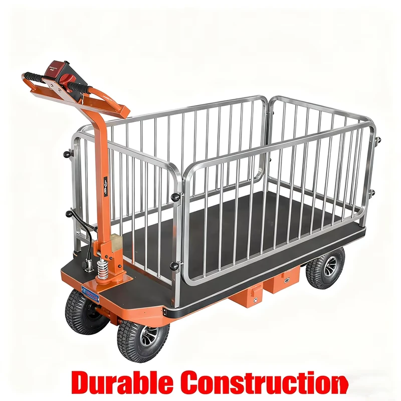 Industrial Electric Flatbed Trolley Heavy Duty Foldable Steel Hand Cart Wheels Warehouse Logistics Material Handling