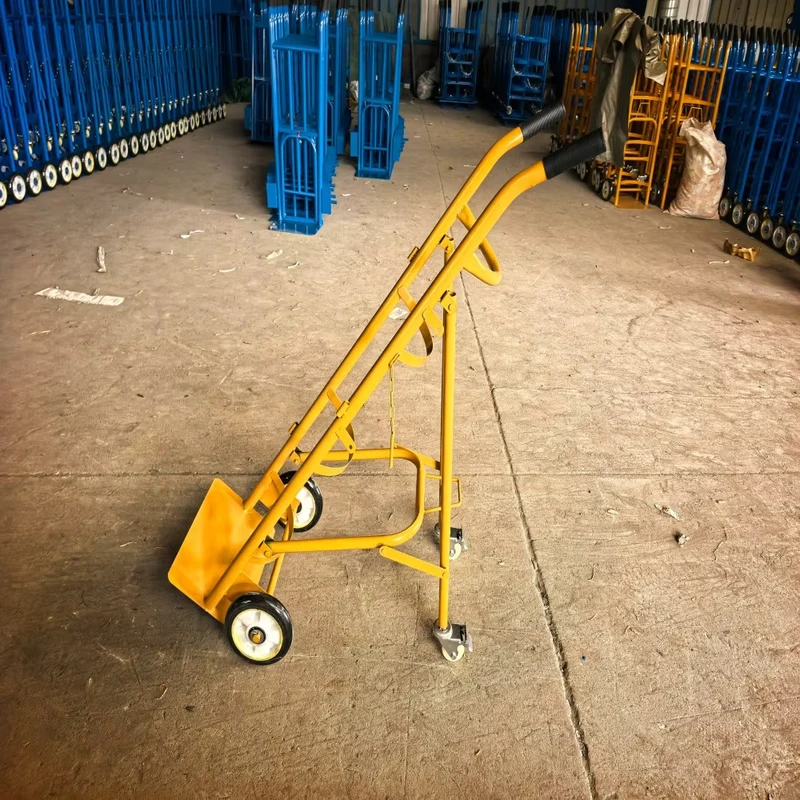 Industrial Enclosed Metal Four Wheel Oxygen Cylinder Hand Truck with Foldable Trolley OEM Customizable