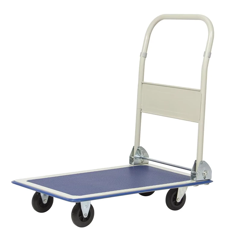 Industrial Foldable Metal Hand Trolley with Four Wheel for Warehouse Shopping and Carrying Goods