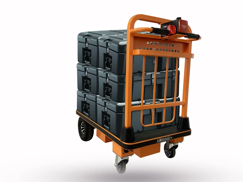 Industrial Foldable Multi Purpose Electric Platform Hand Truck with Tool Storage for Workshop Use
