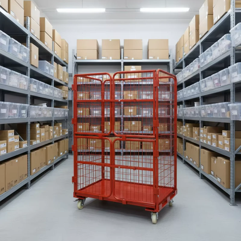 Industrial Foldable Roll Container Heavy Duty Steel Cage Trolley for Warehouse Logistics Storage