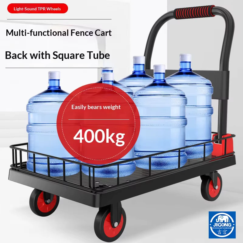 Industrial Folding Platform Truck Hand Cart with Mesh Fence for Express Delivery Foldable Portable Utility Wagon Custom Size